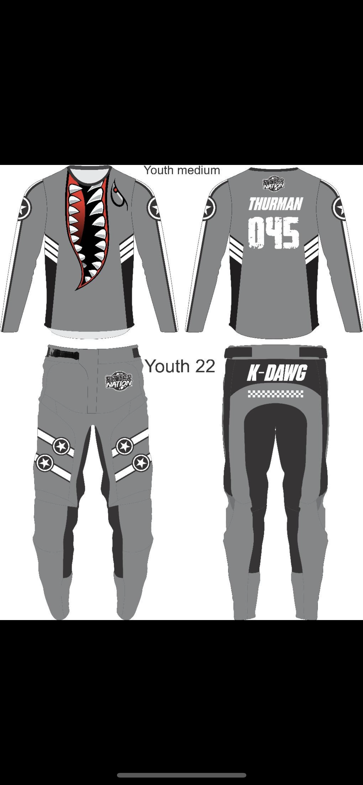 Shark Set Pitter Nation Custom Jersey and Pants